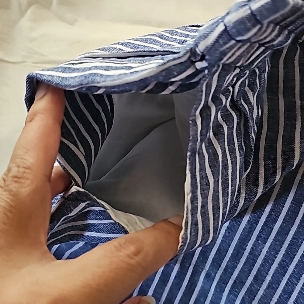 BeachLunchLounge Cropped Linen Striped Pants Size XXL - Picture 9 of 15